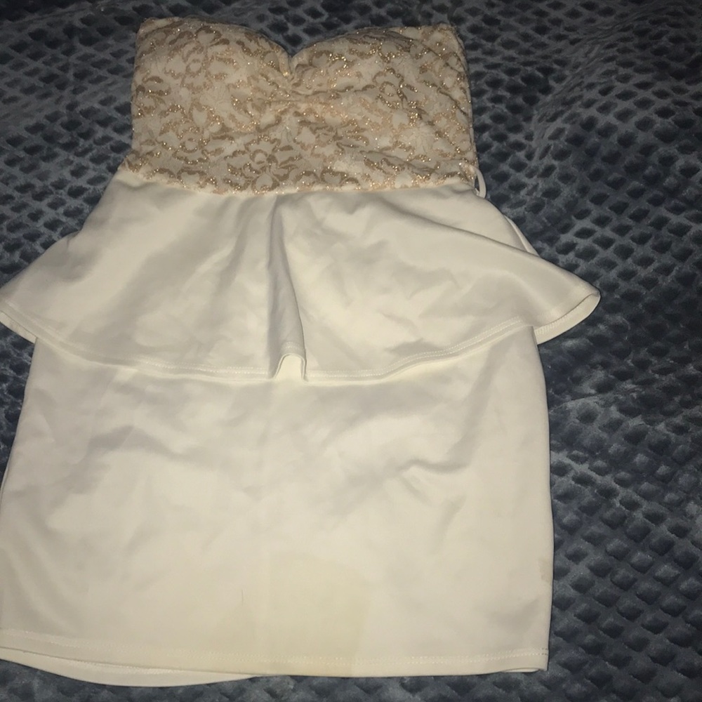 Short white and gold dress